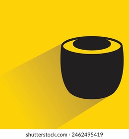 coffee mug icon with shadow on yellow background
