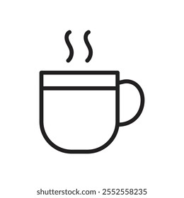 Ícone de caneca de café Contorno fino simples
