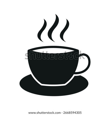 Coffee mug icon in solid glyph with steam for warm drink, cafe, and coffee break design.