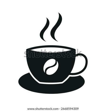 Coffee mug icon in solid glyph with steam for warm drink, cafe, and coffee break design.