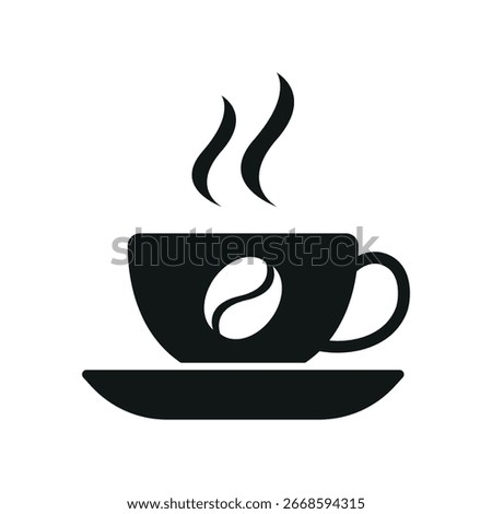 Coffee mug icon in solid glyph with steam for warm drink, cafe, and coffee break design.