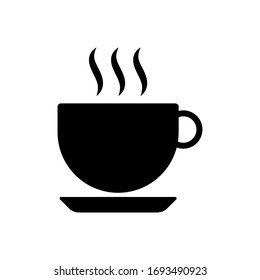 Coffee mug icon in solid line style. Hot drink cup symbol. Tea cup sign. Cafe concept for perfect website and mobile app illustrations.