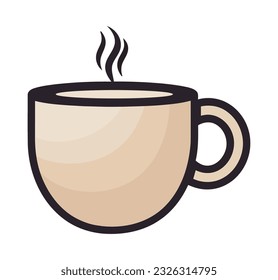 Coffee mug icon with steam and handle icon isolated