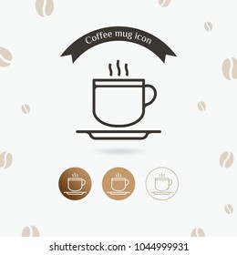 Coffee mug icon, Tea cup. Hot drink vector illustration