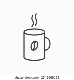 Coffee mug icon in thin black lines