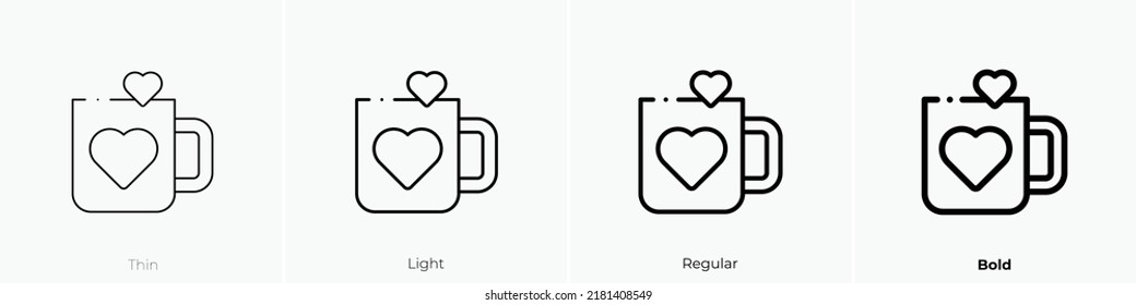 coffee mug icon. Thin, Light Regular And Bold style design isolated on white background