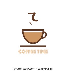Coffee mug icon. Time for coffee. Brown. Vector illustration