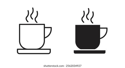 Coffee mug icons in flat and line style set.