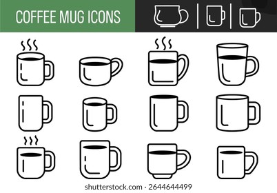 Coffee mug icons isolated on white background