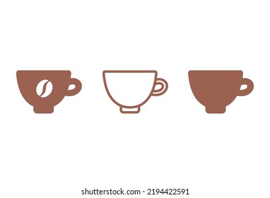 Coffee mug icons. Set of hot and cold drink mugs. Vector illustration isolated on white background