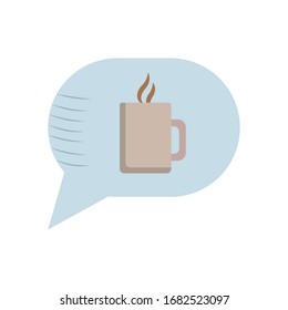 Coffee mug inside bubble flat style icon design of time drink breakfast beverage shop morning store aroma and caffeine theme Vector illustration