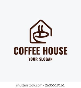 Coffee Mug Inside of House Symbol Logo Concept