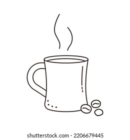 Coffee mug isolated on white. Doodle style.