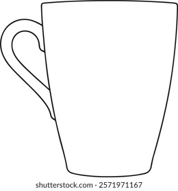 Coffee mug line art black color eps vector 