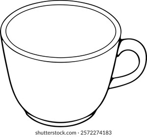 Coffee mug line art black color eps vector 