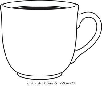 Coffee mug line art black color eps vector 