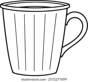 Coffee mug line art black color eps vector 