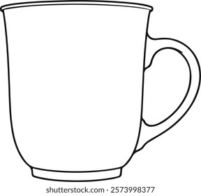 Coffee mug line art black color eps vector 