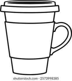 Coffee mug line art black color eps vector 