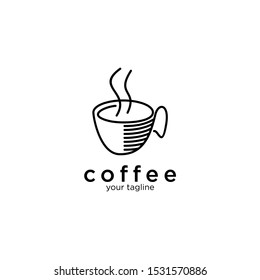 coffee mug line art logo with monoline design. cofffee logo tempate