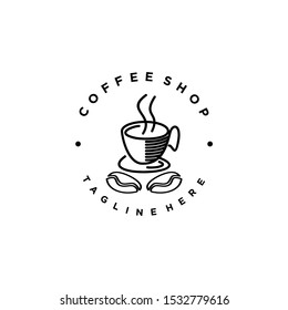 coffee mug line art logo with monoline design. cofffee logo tempate