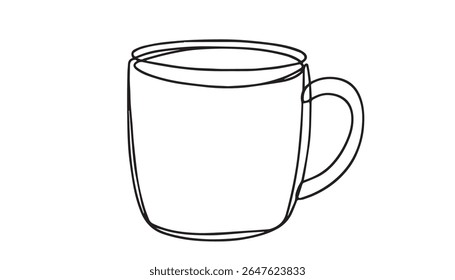 Coffee mug line art vector design. Coffee mug line art outline illustration design.