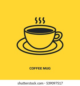 Coffee mug line icon graphic design concept. Editable element, can be used as logotype, icon, template in web and print.