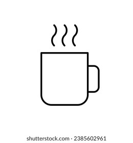 Icono de la línea de taza de café en blanco