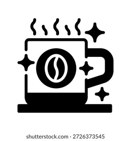 Icono de línea de taza de café, símbolo de contorno para la energía de la mañana, descanso de bebidas, ingesta de cafeína, trabajo de oficina y placer de bebidas calientes. Icono de signo de Vector.