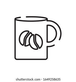 Coffee mug line style icon design of time drink breakfast beverage morning store aroma and caffeine theme Vector illustration