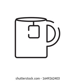 Coffee mug line style icon design of time drink breakfast beverage morning store aroma and caffeine theme Vector illustration