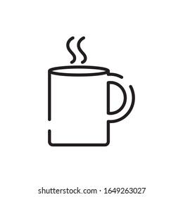 Coffee mug line style icon design of time drink breakfast beverage morning store aroma and caffeine theme Vector illustration