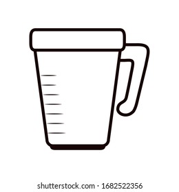 Coffee mug line style icon design of time drink breakfast beverage shop morning store aroma and caffeine theme Vector illustration