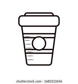 Coffee mug line style icon design of time drink breakfast beverage shop morning store aroma and caffeine theme Vector illustration