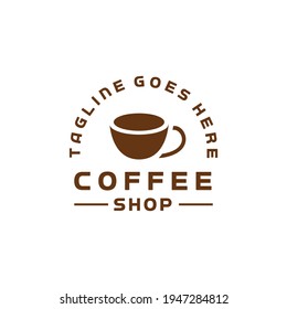 coffee mug logo design vector with vintage and classic style for coffee shop and cafe