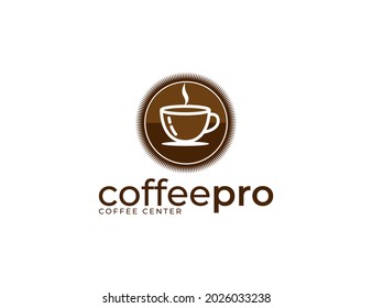 Kaffee- und Becher-Logo-Illustration. Café oder Restaurant Cappuccino Logo für Kaffee trinken