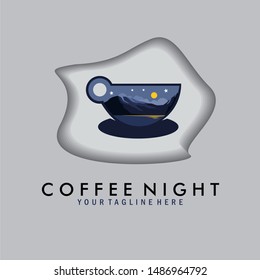 coffee mug logo with night scenery 