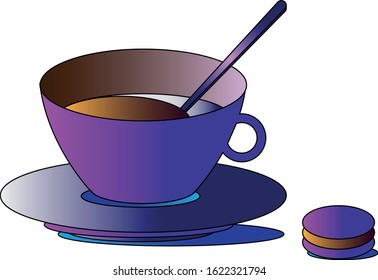 A coffee mug with a macaroon