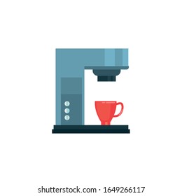 Coffee Mug und Maschine füllen Stil Symbol Design der Zeit Drink Frühstück Getränke-Shop morgens Geschäft Aroma und Coffein Thema Vektorillustration Illustration