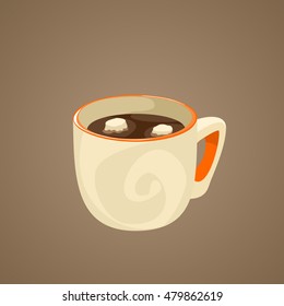 coffee mug with marshmallows.Vector illustration
