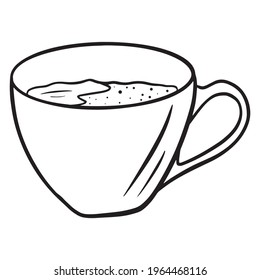 Coffee in a mug. Coffee with milk in a mug. Cafe. A restaurant. Cartoon style. Vector illustration for design and decoration.