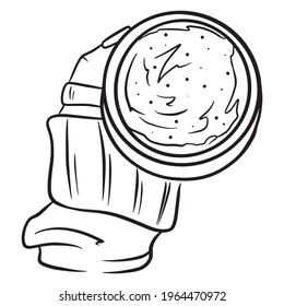 Coffee in a mug. Coffee with milk in a mug. Cafe. A restaurant. Cartoon style. Vector illustration for design and decoration.