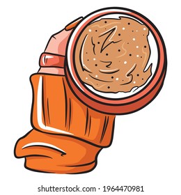 Coffee in a mug. Coffee with milk in a mug. Cafe. A restaurant. Cartoon style. Vector illustration for design and decoration.