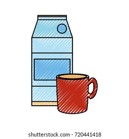 coffee mug  and milk carton  vector illustration