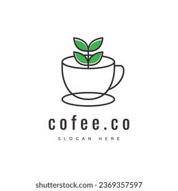 coffee mug minimal ceramic concept coffee shop logo design vector graphic illustration