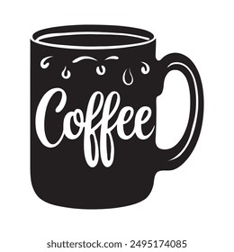 coffee mug monochromatic illustration Vector design and white background