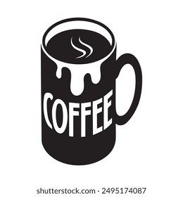 coffee mug monochromatic illustration Vector design and white background