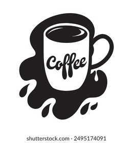 coffee mug monochromatic illustration Vector design and white background