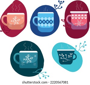 Coffee mug on decorative winter background