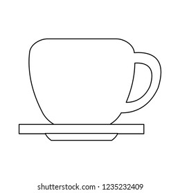 Coffee mug on dish black and white